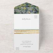 BM Bar Bat Mitzvah Groenen Zilvers All In One Uitnodiging (Buitenkant)