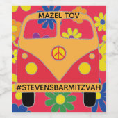 BM Bar Bat Mitzvah Hippie Bloemen Wijn Etiket (Enkel label)