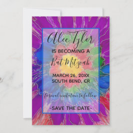 BM Bar Bat Mitzvah Kleurrijk Elegant Save The Date