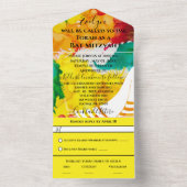 BM Bar Bat Mitzvah Kleurrijke Tallit All In One Uitnodiging (Binnen)