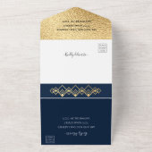 BM Bar Bat Mitzvah Marine Art Deco All In One Uitnodiging (Buitenkant)