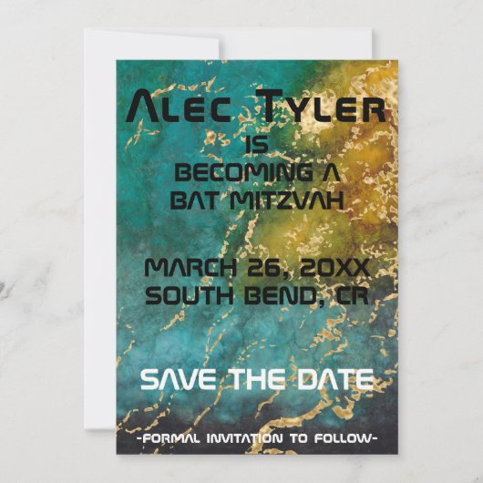 BM Bar Bat Mitzvah Ruimte Opslaan De Datum Save The Date (Voorkant)