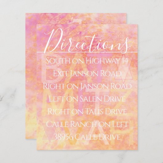 BM Bar Bat Mitzvah Simply Subtle Direction Kaart (Voorkant / Achterkant)