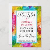 BM Bar Bat Mitzvah Splash van Kleur Save The Date (Voorkant)