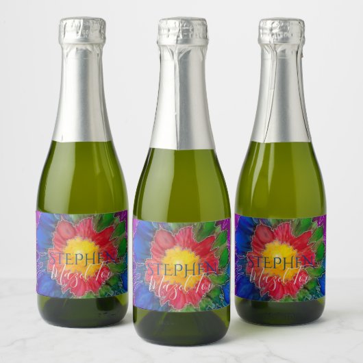 BM Bar Bat Mitzvah Stropdas geverfd Mini Sparkling Wijnetiket (Flessen)