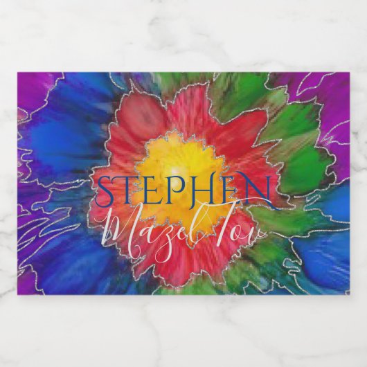 BM Bar Bat Mitzvah Stropdas geverfd Mini Sparkling Wijnetiket (Enkel label)