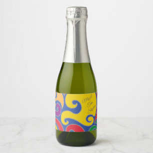 BM Bar/Bat Mitzvah Swirls Mini Sparkling Wijnetiket
