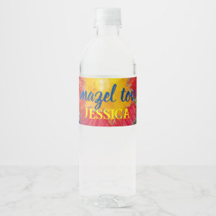 BM Bar Bat Mitzvah Tie Dye Waterfles Etiket