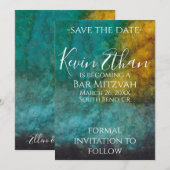 BM Bar Bat Mitzvah Uit deze wereld Save the Date (Voorkant / Achterkant)