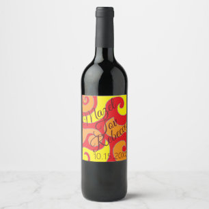 BM Bar Bat Mitzvah Wijnfles Label Warm Swirls Wijn Etiket