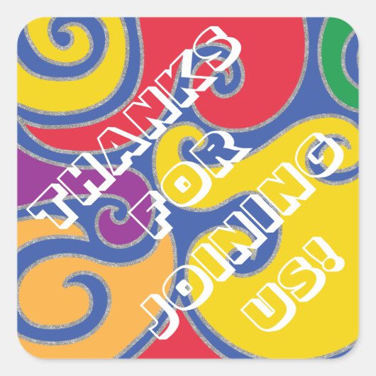 BM Bar Bat Mitzvah Zilverachtige wervelingen Vierk Vierkante Sticker (Voorkant)