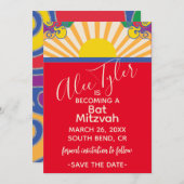 BM Bar Bat Mitzvah Zonnige Dag Save The Date (Voorkant / Achterkant)