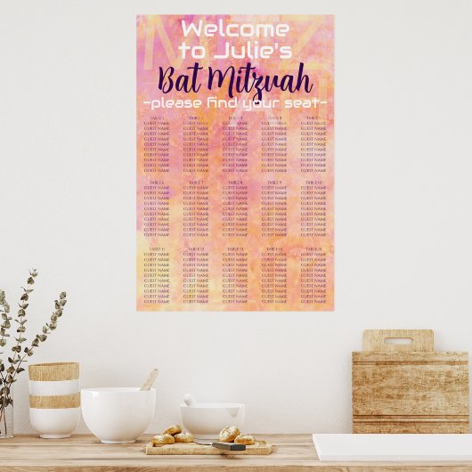 BM Bar en Bat Mitswa Gewoon Subtiele Zitting Grafi Poster (Keuken)