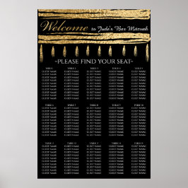 BM Bar en Bat Mitswa Gold Tallit Zitplaatskaart Poster