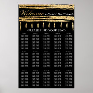BM Bar en Bat Mitswa Gold Tallit Zitplaatskaart Poster