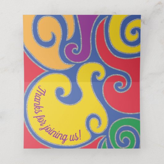 BM Bar en Bat Mitswa Kleurrijke wervelingen Plaats Plaatskaartje (Binnenkant ongevouwen)