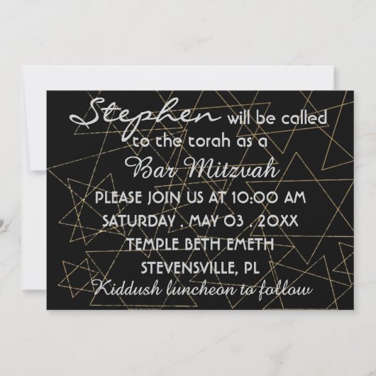 BM Bar Mitzvah Bar Mitzvah Gold Stars 5 x 7 Kaart (Voorkant)