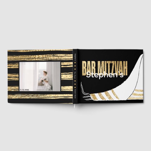 BM Bar Mitzvah Elegant Goud Gouden Gastboek Gastenboek (Volledig)