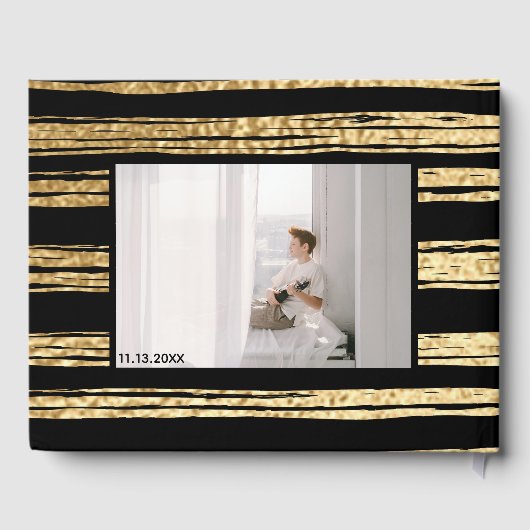 BM Bar Mitzvah Elegant Goud Gouden Gastboek Gastenboek (Achterkant)