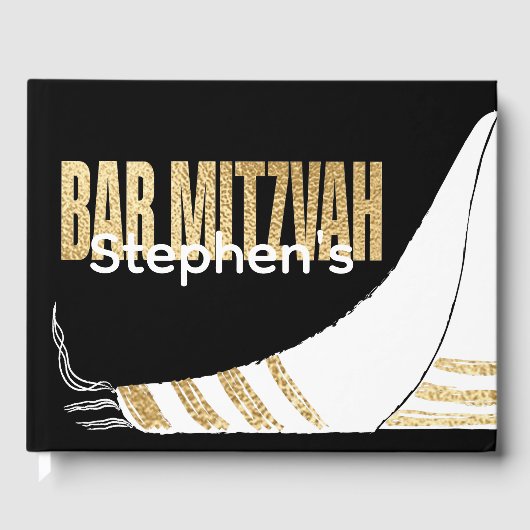 BM Bar Mitzvah Elegant Goud Gouden Gastboek Gastenboek (Voorkant)