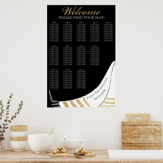 BM Bar N Bat Mitswa Gouden Talliet Zitting Grafiek Poster (Keuken)