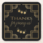 BM Bar of Bat Mitswa Black Art Deco Kartonnen Onderzetters (Voorkant)