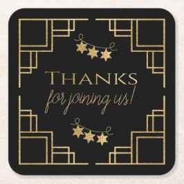 BM Bar of Bat Mitswa Black Art Deco Kartonnen Onderzetters