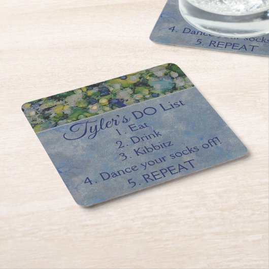 BM Bar of Bat Mitswa Blues Zilvers Kartonnen Onderzetters (Schuin)