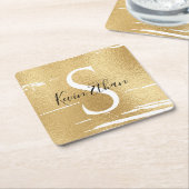 BM Bar of Bat Mitswa Elegant Goud Zwart Kartonnen Onderzetters (Schuin)