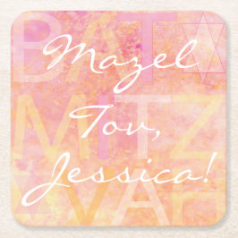 BM Bar of Bat Mitswa gewoon subtiel Kartonnen Onderzetters