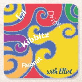 BM Bar of Bat Mitswa Kleurrijke wervelingen Kartonnen Onderzetters