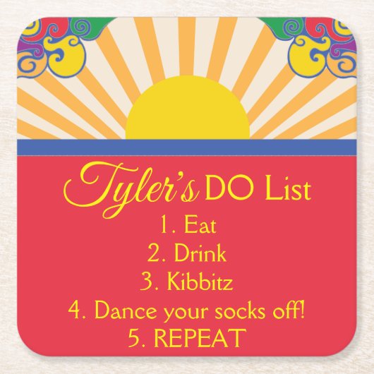 BM Bar of Bat Mitswa Laat de zon binnen Kartonnen Onderzetters (Voorkant)