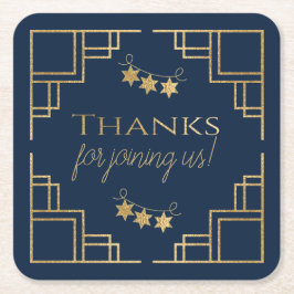 BM Bar of Bat Mitswa Navy Art Deco Kartonnen Onderzetters