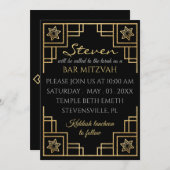 BM Bar of Bat Mitzvah Art Deco Kaart (Voorkant / Achterkant)