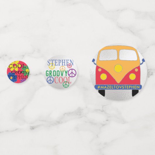 BM Bar of Bat Mitzvah Confetti Groovy Flowers (Achterkanten)