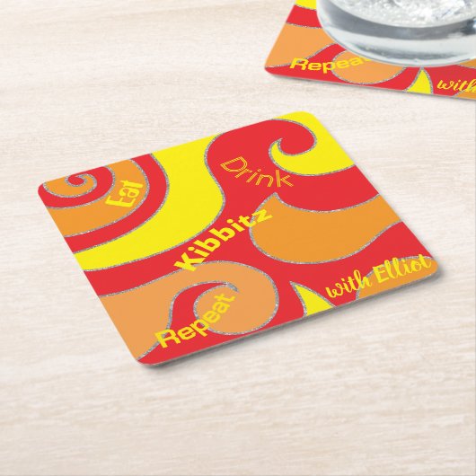 BM Bar of Bat Mitzvah Glitter Swirls Kartonnen Onderzetters (Schuin)