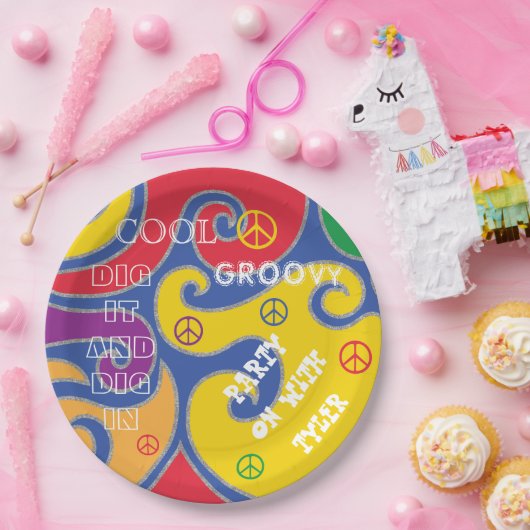 BM Bar of Bat Mitzvah Groovy Papier Bord (Feest)