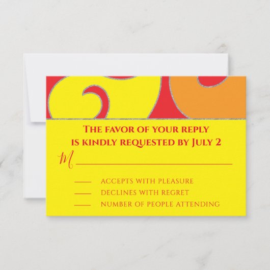 BM Bar of Bat Mitzvah RSVP Zilverachtige werveling (Voorkant)