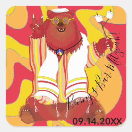 BM Bar of Bat Mitzvah Sticker Square Hippie Beer