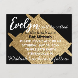 BM Bar or Bat Mitzvah Black N Gold Torah Briefkaart