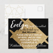 BM Bar or Bat Mitzvah Black N Gold Torah Briefkaart (Voorkant / Achterkant)