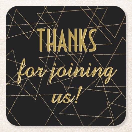 BM Bar voor Bat Mitswa Black Gold Stars Kartonnen Onderzetters (Voorkant)