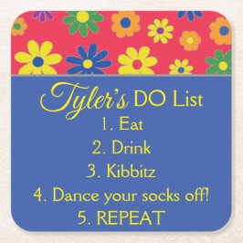 BM Bar voor Bat Mitswa Flowery Kartonnen Onderzetters