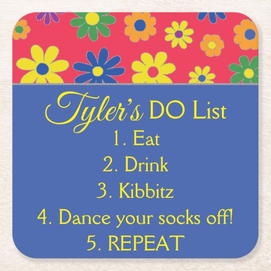 BM Bar voor Bat Mitswa Flowery Kartonnen Onderzetters (Voorkant)