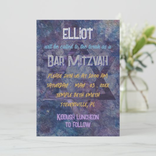 BM Bar voor Bat Mitswa Painterly Star Kaart (Staand voorkant)