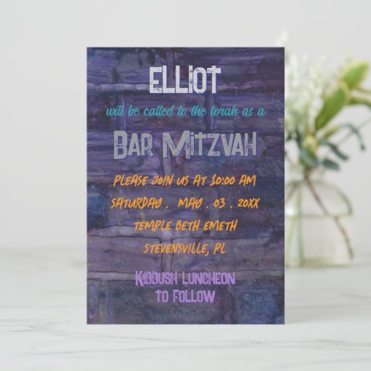 BM Bar voor Bat Mitswa Wall Deco Kaart (Staand voorkant)