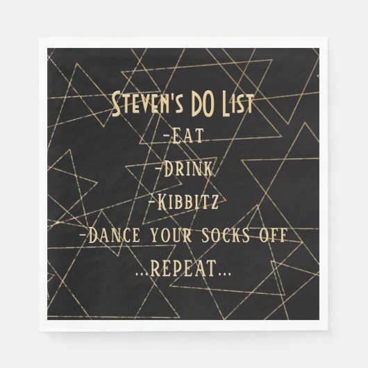 BM Bat Bar Mitswa Gold Stars Servet (Voorkant)