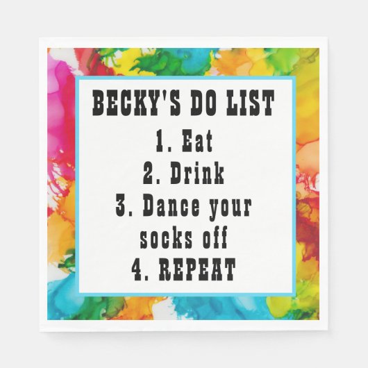 BM Bat Bar Mitswa Splash van kleur Servet (Voorkant)