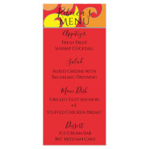 BM Bat Bar Mitzvah 1960's Style Design Food Menu