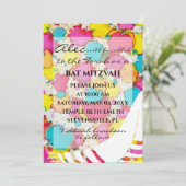 BM Bat Bar Mitzvah Confetti Tallit Uitnodiging (Staand voorkant)